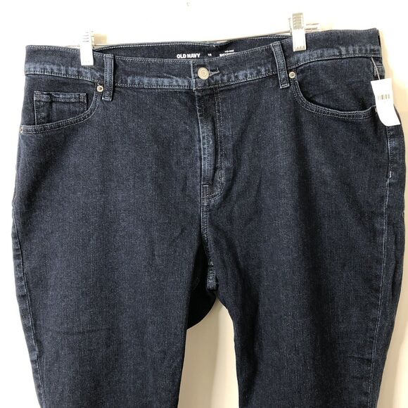 Old Navy NWT Women's Mid-Rise Boyfriend Dark Wash Jeans Size 16 - Picture 2 of 8